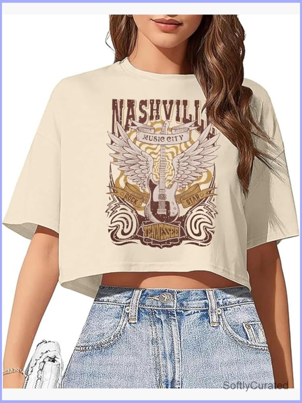Women's Crop Top Country Concert Shirt Vintage Graphic Fringe Tassel Rock Band